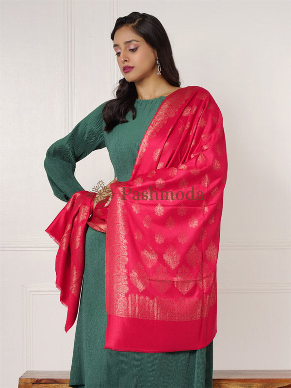 Women's Nargis Kaani Stole with Silky Zari Weave, (Size 72X208 CM)