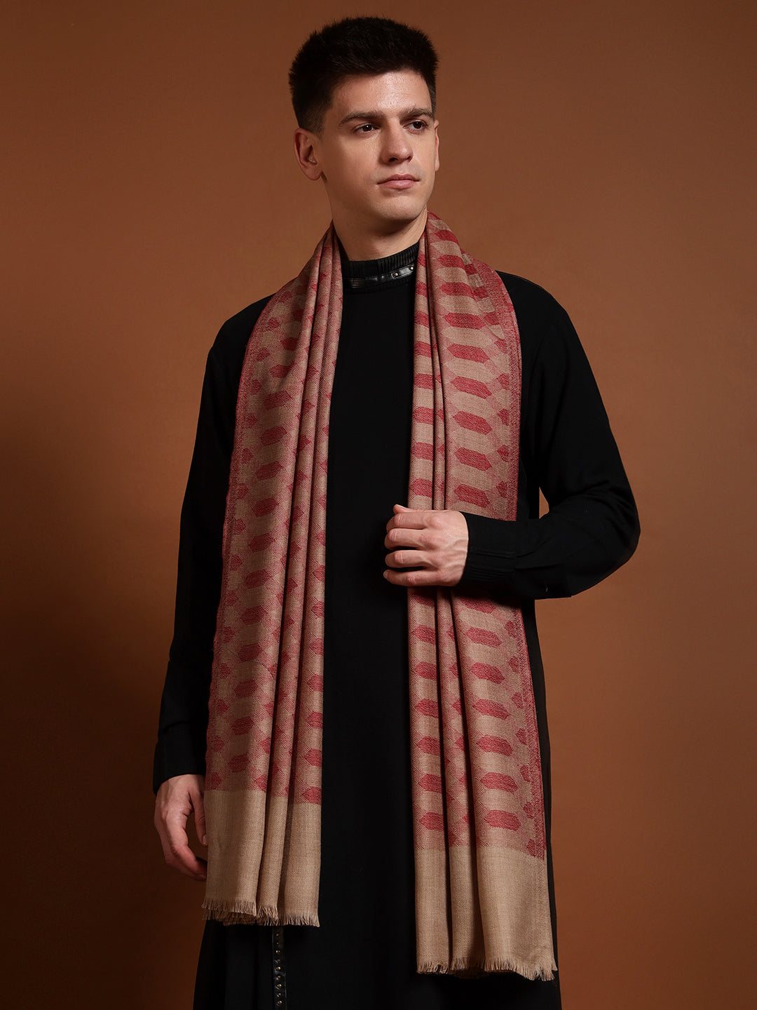 Men Kavya Ikat 100% Pure Wool Checkered Stole