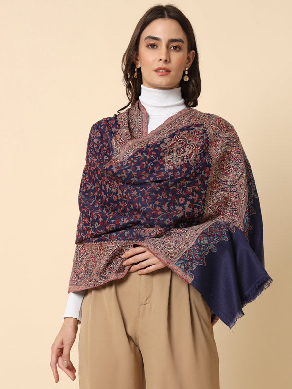 Women's Surmai Kaani Woven Design Shawl (Size: 101 X 203 Cms)