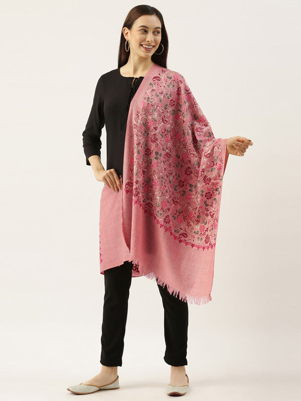 Women's Pure Wool Nalki Embroidered Stole (Size 71x203 CM)