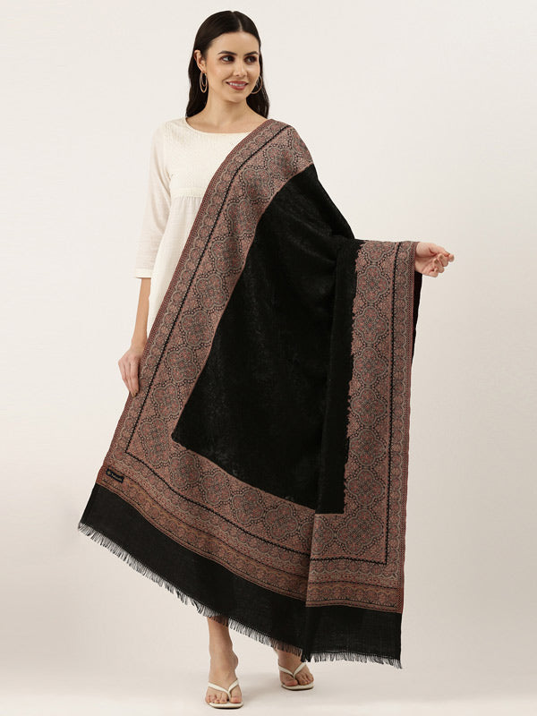 Women's Kashmiri Royal Paisley Design Aari Embroidery Jamawar Shawl (Size: 101 X 203 Cm)