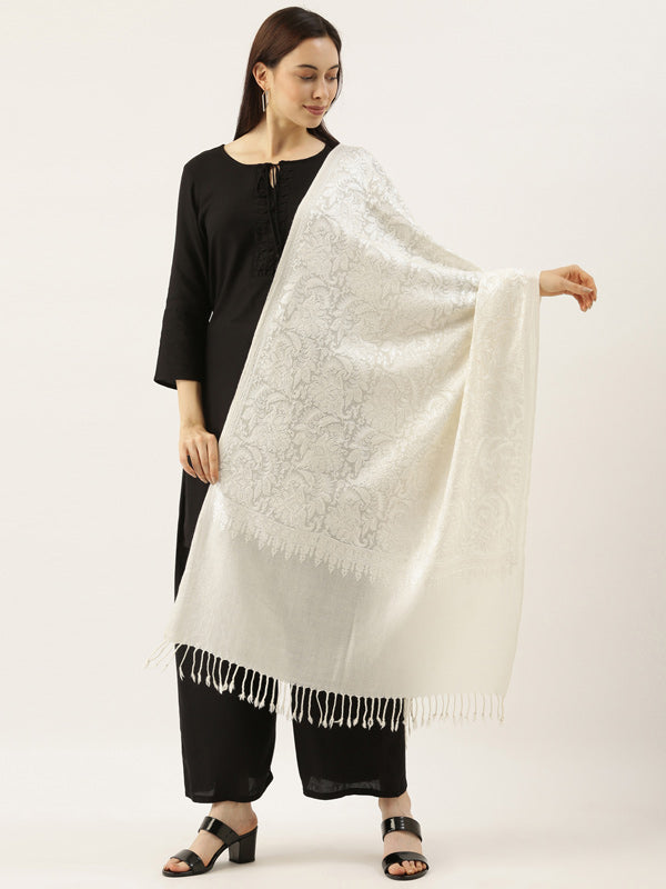 Pure Wool Aari Embroidered Stole (Size 71X203 CM)