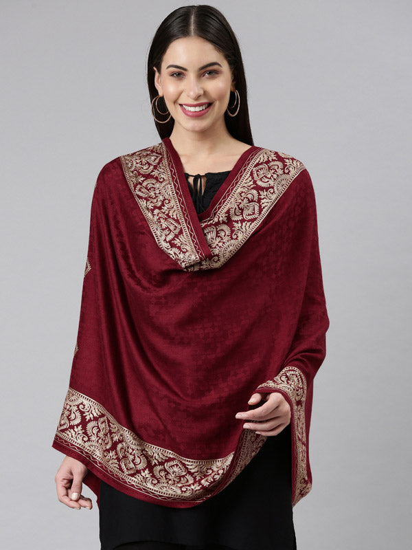 Kashmiri Aari Embroidery Stole, Shawl, & Wrap(Size: 71X203 CM)