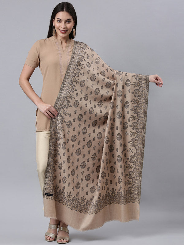 Kaani Wool Blend Melange Kashmiri Mughal Garden Shawl (Size: 101 X 203 CM)