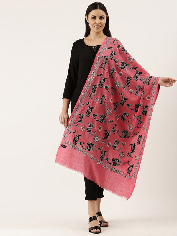 Women's Pure Wool Sozni Hand Embroidered Stole (Size 71X203 CM)