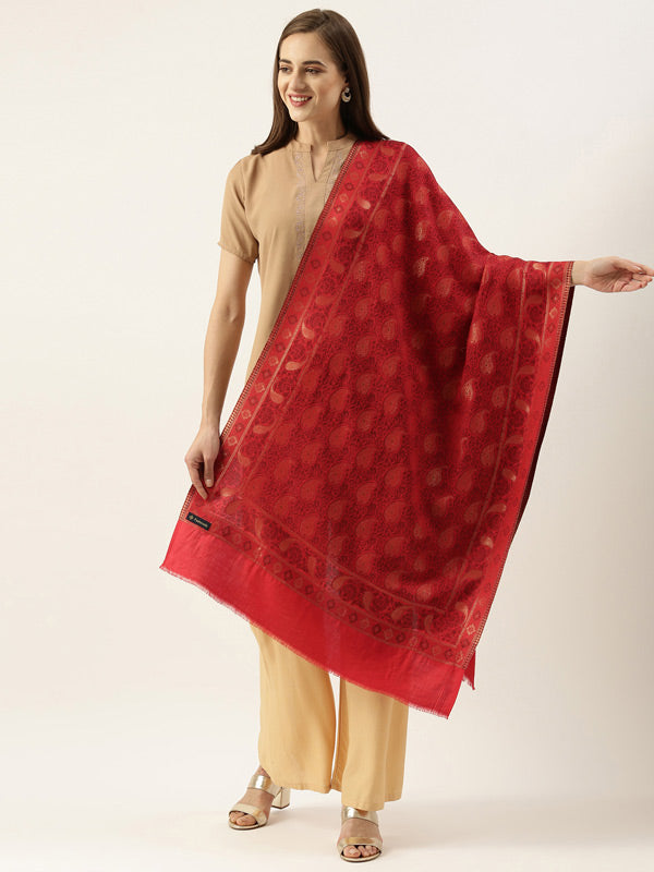 Women's Kaani Stole with Silky Zari Weave (Size 72X208 CM)