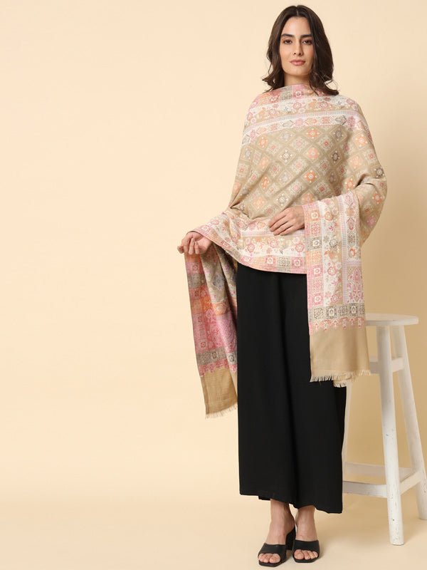 Pashmoda Kaani Woven Design Shawl (Size: 101 X 203 Cms)