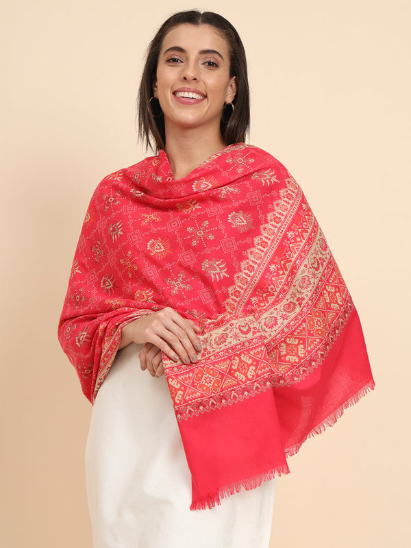 Women Zarif Woven Design Jamawar Shawl (Size 101X203 CM)