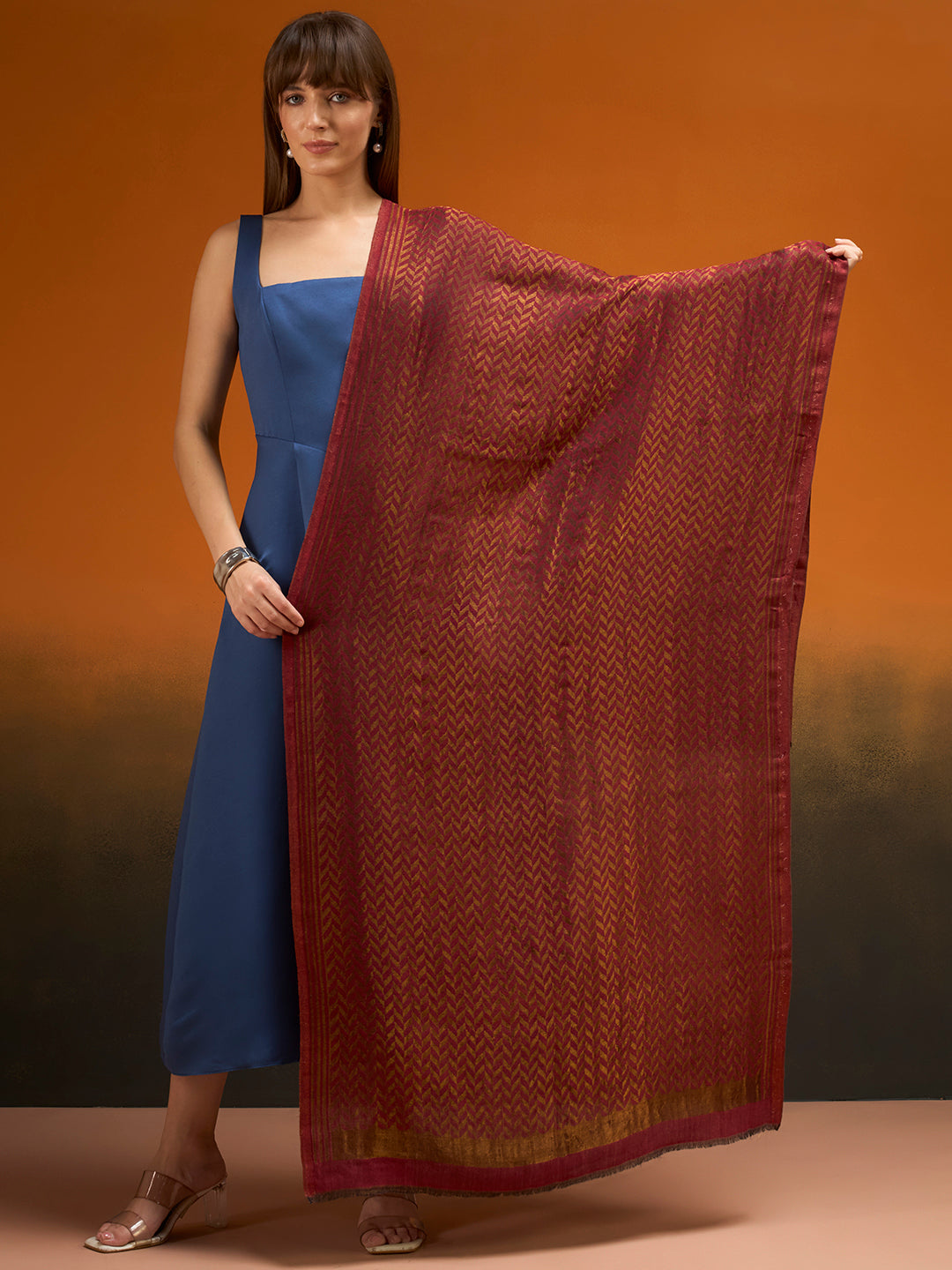 Women Heritage chevron Zari Stole
