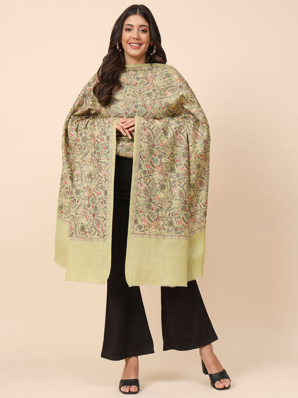 Women Gilkaari Pure Wool Embroidered Shawl (Size 101X203 CM)