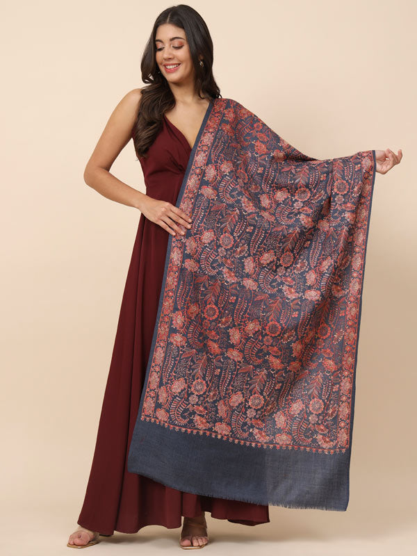 Women Khwaabida Pure Wool Embroidered Stole (Size 71X203 CM)