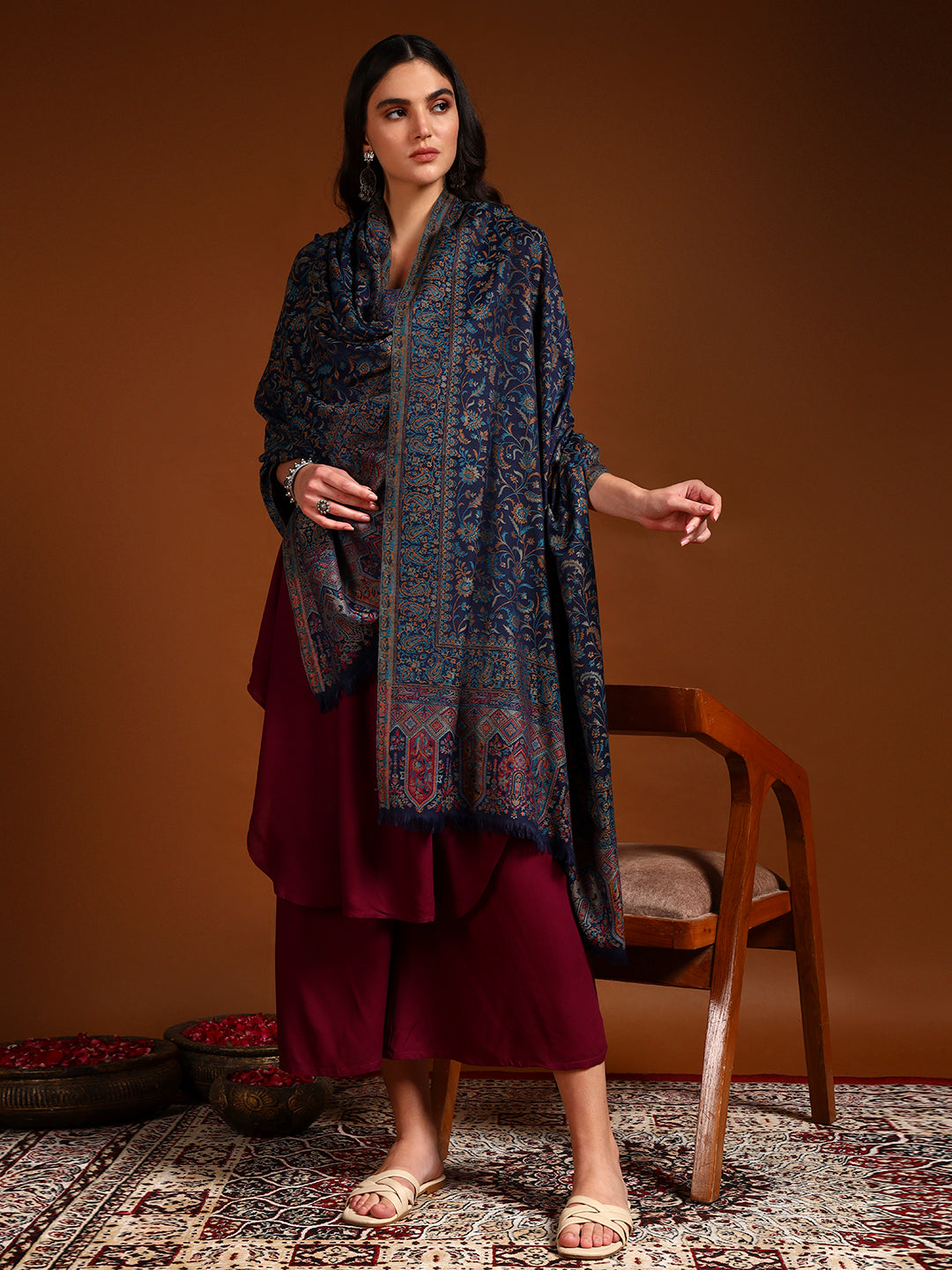 Pashmoda Women Nazrana Kashmiri Jamawar Woven Shawl (Size: 101X203 CM)