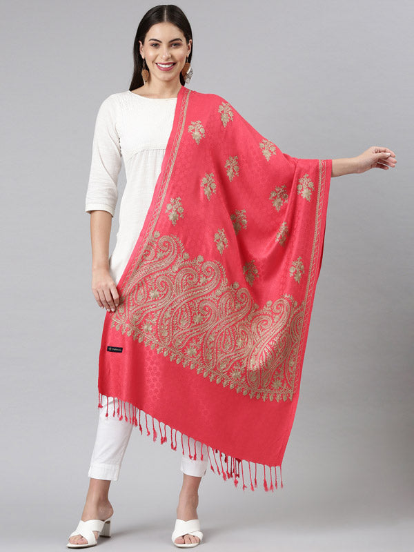 Women's Firdousi Aari Embroidered Kashmiri Stole (Size: 71x203 cm)