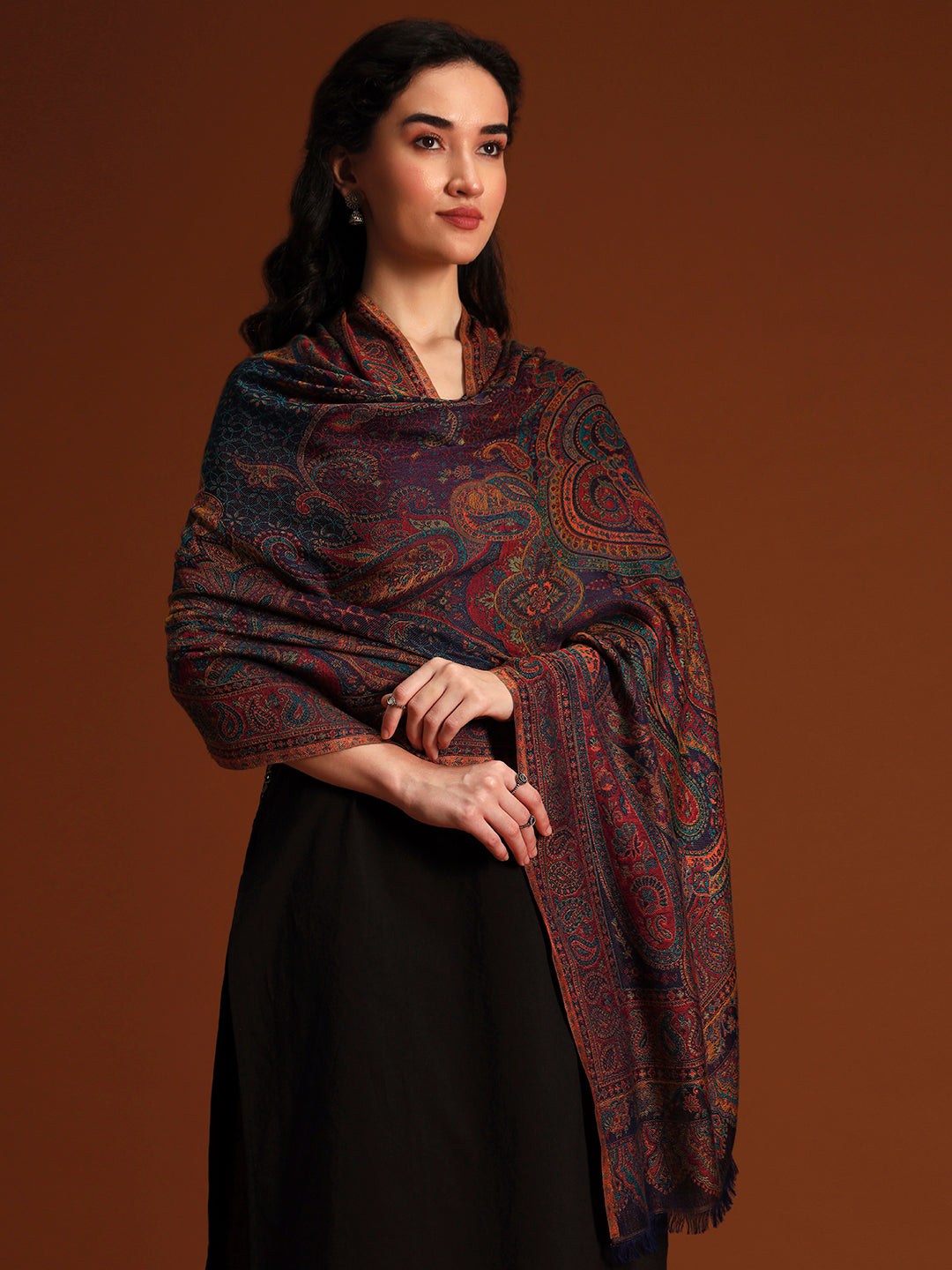 Pashmoda Women  Grand Paisley Kaani Wool Blend Kashmiri Shawl, Stole, Scarf | Luxury Pashmina Jamawar Soft Warm Evening Wrap (Size 40X80 inches )