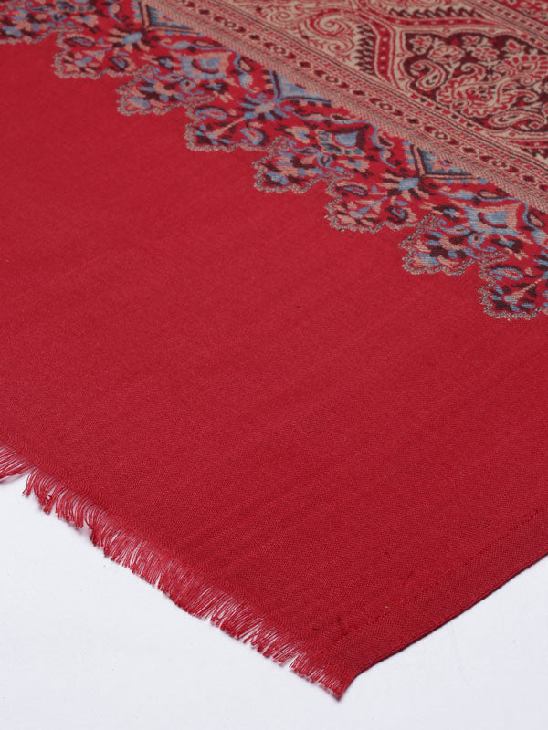 Men Jamawar Shawl, Authentic Kashmiri Luxury Pashmina Style Shawl, Size: 101x203 CM, Maroon Color