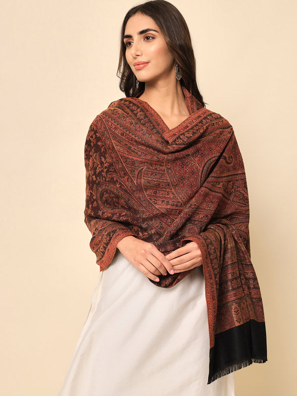 Women Dastaar Woven Design Jamawar Shawl (Size : 101X203 CM)