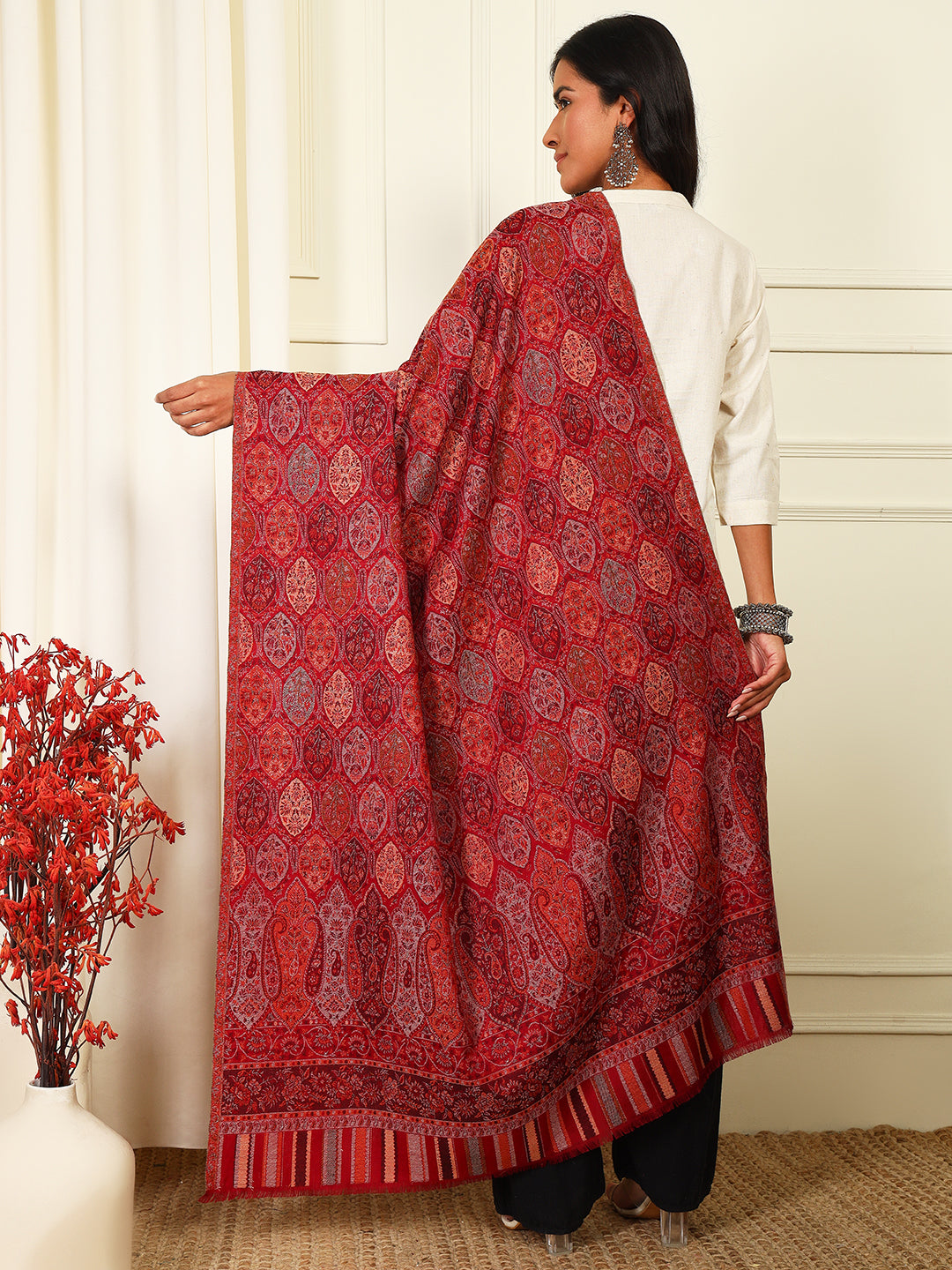 Pashmoda Women Gulnaz Kaani Wool Blend Kashmiri Shawl (40 X 80 Inches)