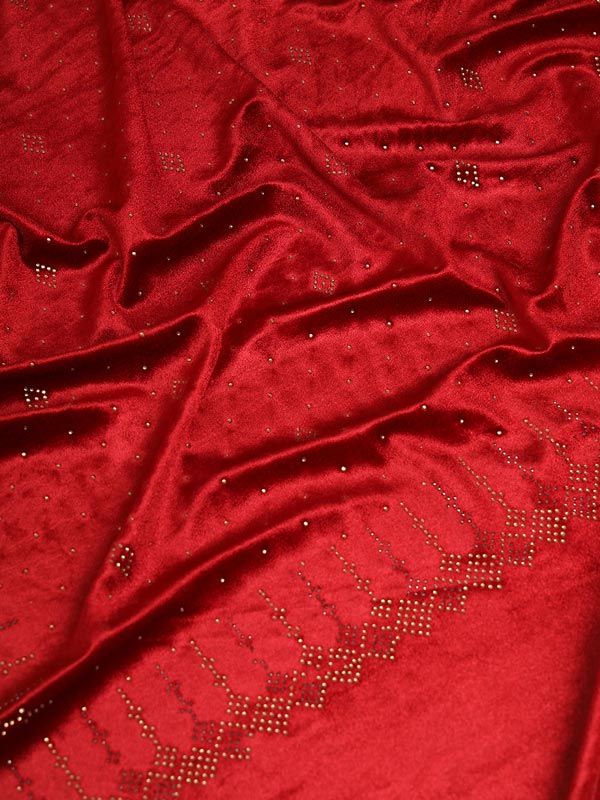 Women’s Maroon Velvet Crystal Embellished Stole (Size 72X203 cms )