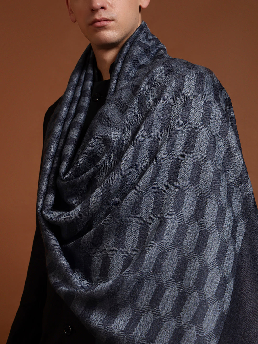 Men Kavya Ikat 100% Pure Wool Checkered Stole