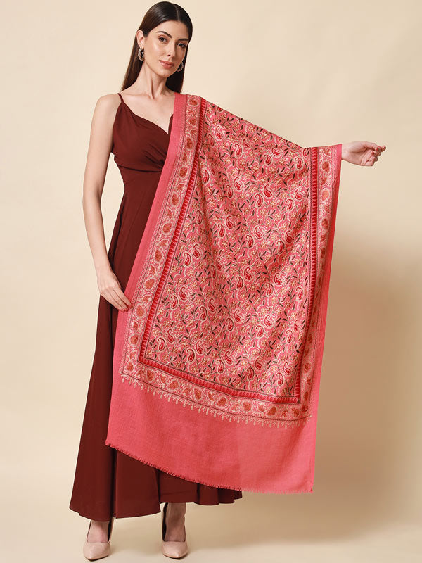 Women's Pure Wool Nalki Embroidered Stole (Size 71x203 CM)