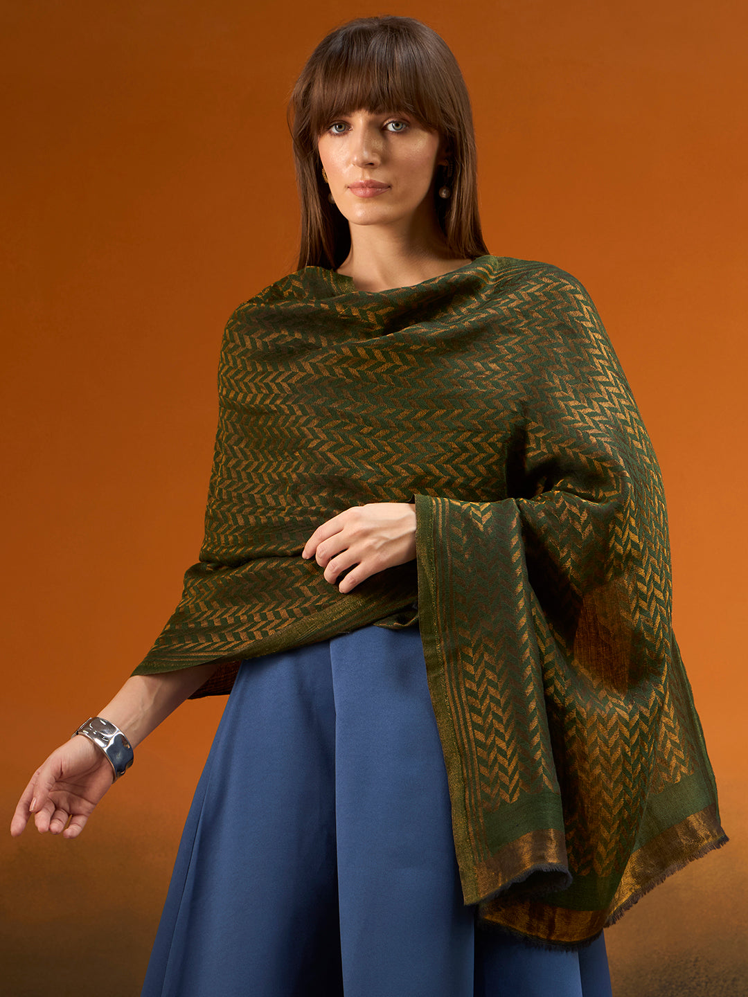 Women Heritage chevron Zari Stole