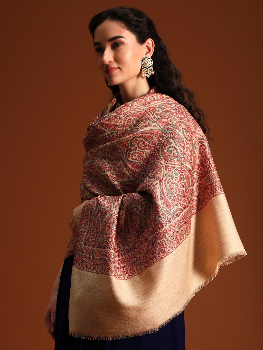 Pashmoda Women Regalis Zari Reversible Kaani Fine Wool Shawl, Shawl, Scarf, Heritage Kashmiri Pashmina Stole, Evening Wrap (Size 40X80 inches)