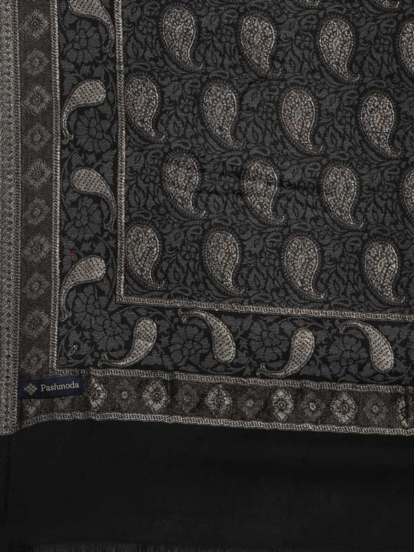 Men Zari Woven Design Stole (Size: 71X203 CM, Black Color)
