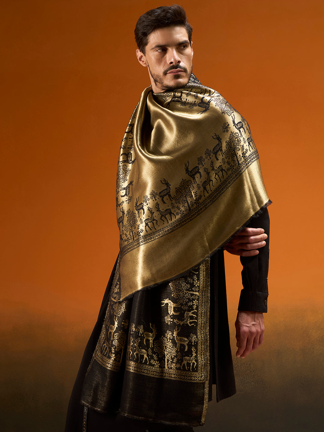 Men Shahi Caravan Reversible Zari Stole