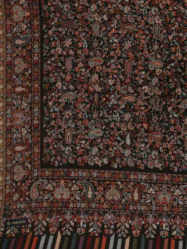 Women's Kaani Wool Blend Kashmiri Mughal Garden Shawl (Size 101X203 CM)