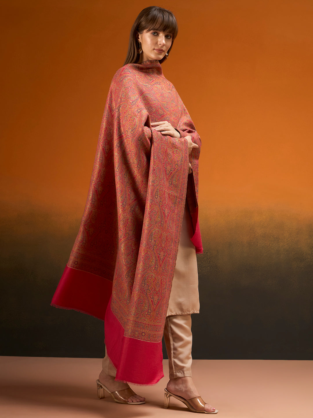 Pashmoda Women Regalis Zari Reversible Kaani Fine Wool Shawl, Shawl, Scarf, Heritage Kashmiri Pashmina Stole, Evening Wrap (Size 40X80 inches)