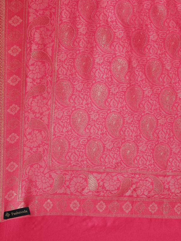 Women's Nashaat Kaani Stole with Silky Zari Weave (Size 72X208 CM)