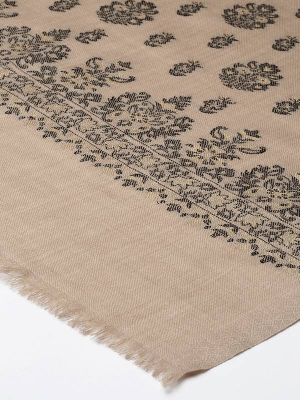 Women's Kaani Wool Blend Melange Kashmiri Mughal Garden Shawl (Size: 101 X 203 CM)