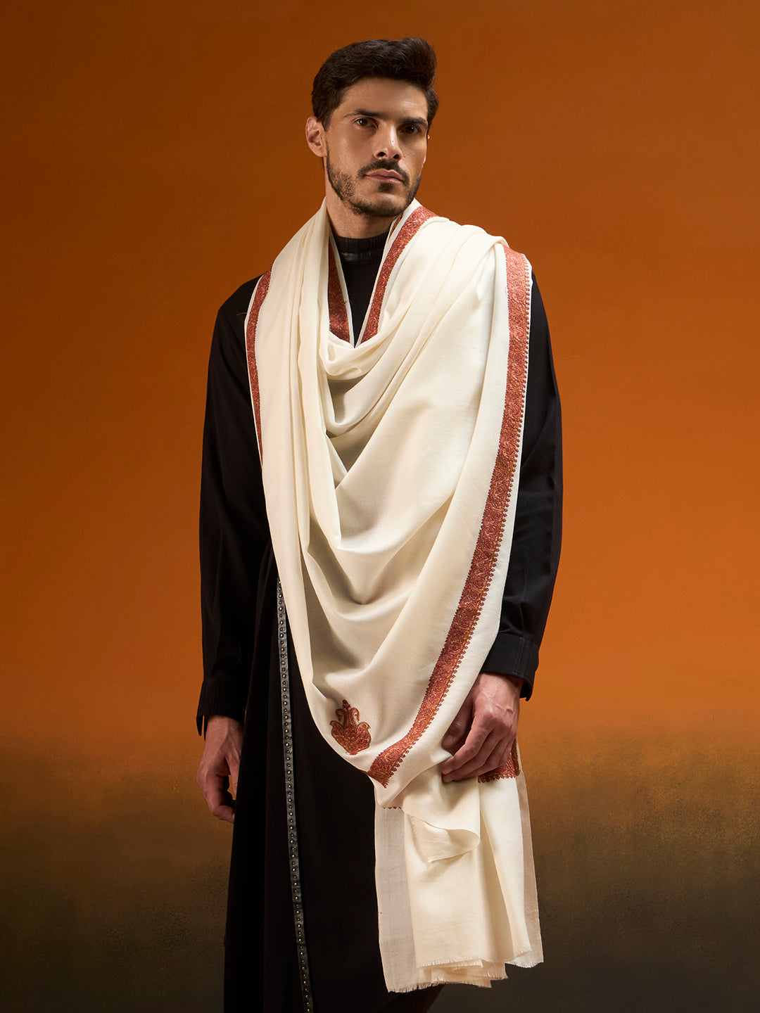 Men kashida Kingri Embroidered Lohi Shawl