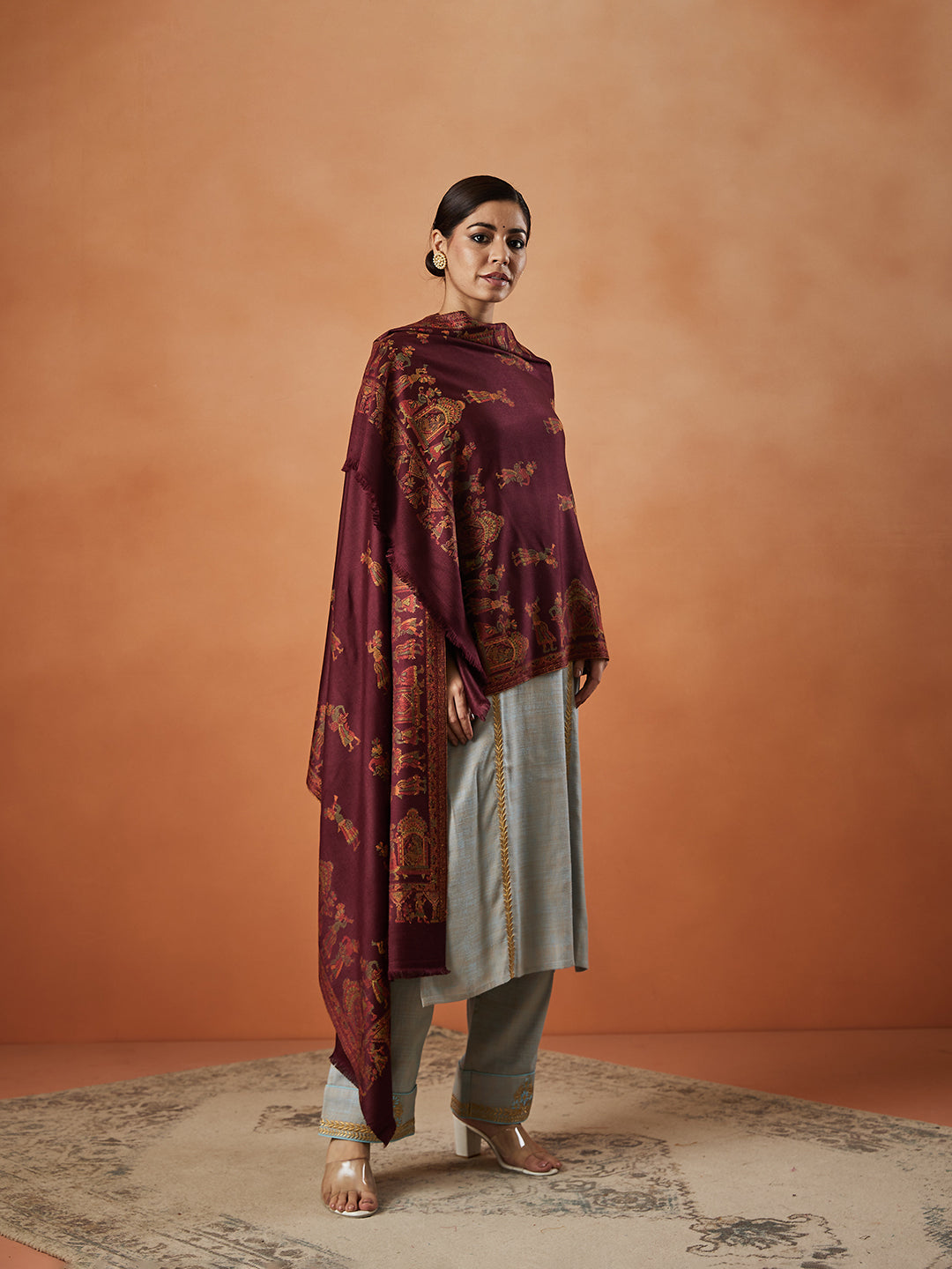 Pashmoda Women Pari mahal Kaani Stole Size:( 71X203 CM)