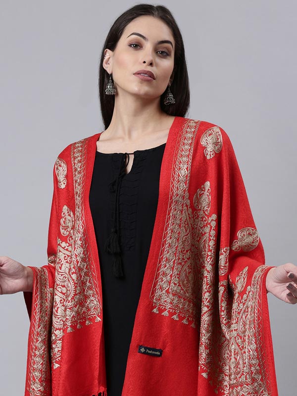 Women's Shalimaar Kashmiri Aari Embroidery Stole (Size: 71X203 CM)