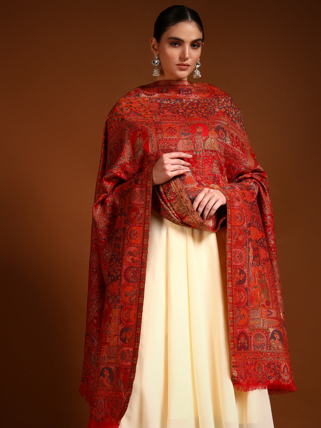 Pashmoda Women Zewar Zari Kaani Fine Wool Shawl (Size: 101X203 CM)