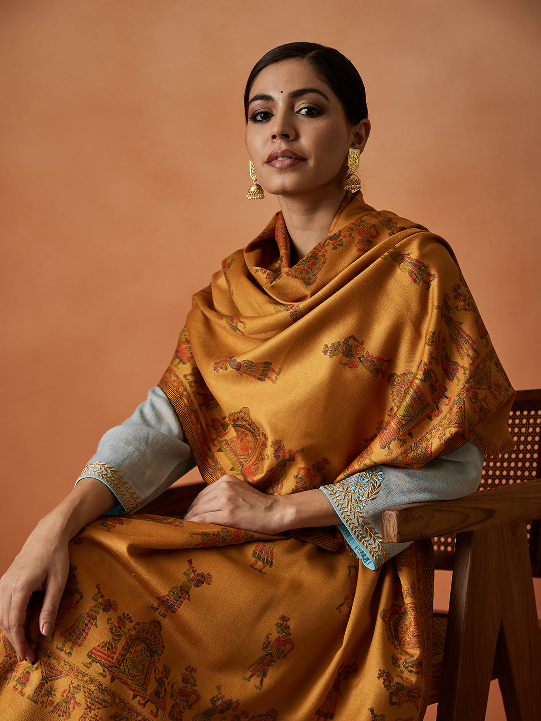 Pashmoda Women Pari mahal Kaani Stole Size:( 71X203 CM)