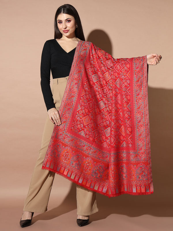 Women Bahari Woven Design Jamawar Shawl (Size 101X203 CM)