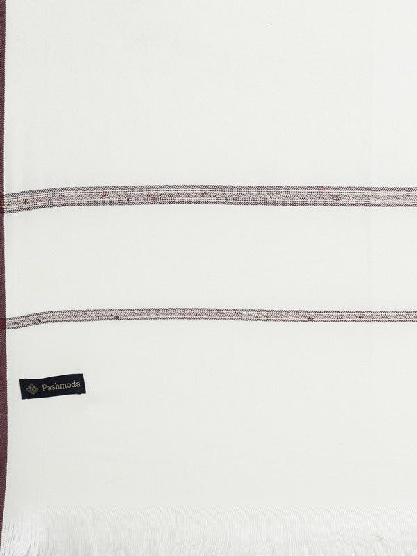 Men Woven Design Shawl (Size  123x266 cms, White Color)