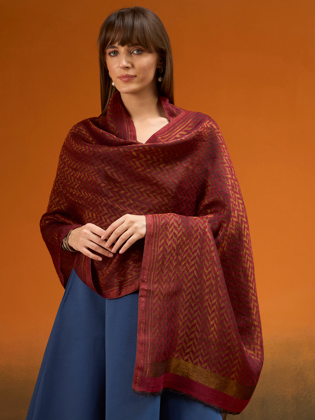 Women Heritage chevron Zari Stole