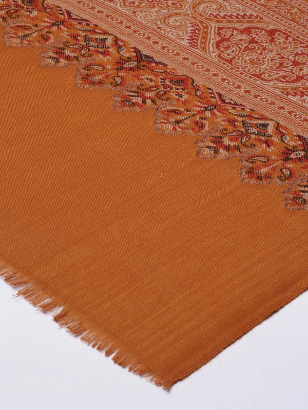 Men Jamawar Shawl, Authentic Kashmiri Luxury Pashmina Style Shawl, Size: 101x203 CM, Mustard Color