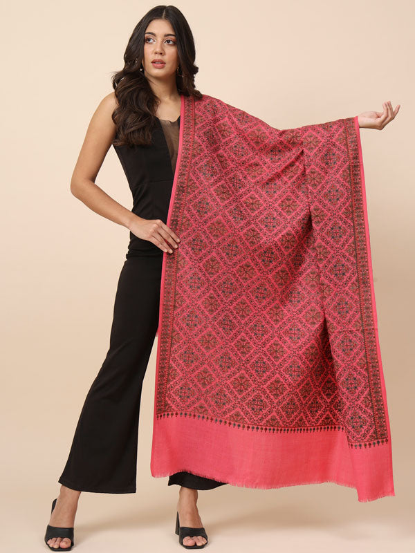 Women Surmai Pure Wool Embroidered Shawl (Size 101X203 CM)