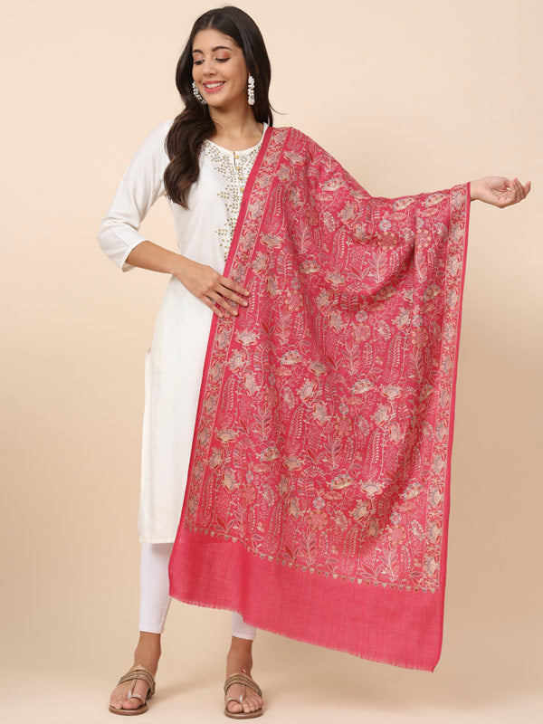 Women Khwaabida Pure Wool Embroidered Stole (Size 71X203 CM)