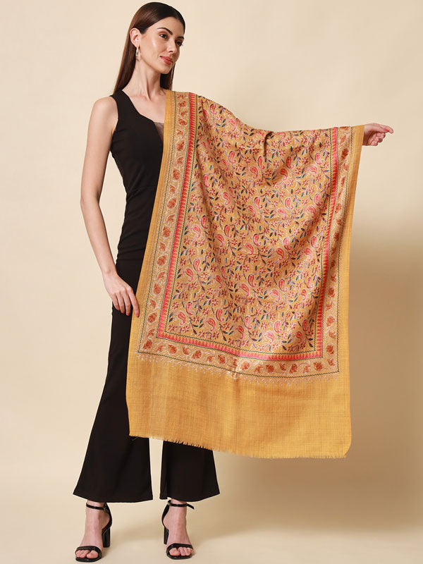 Women's Noorani Pure Wool Nalki Embroidered Stole (Size 71x203 CM)