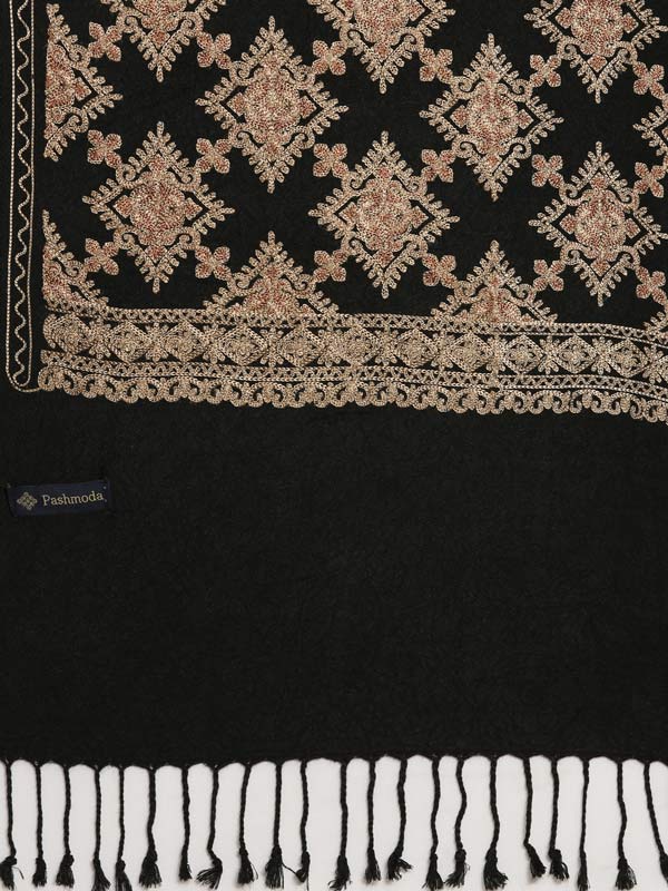 Men’s Kashmiri Embroidery Stole, Size 71X203 CM, Black Color