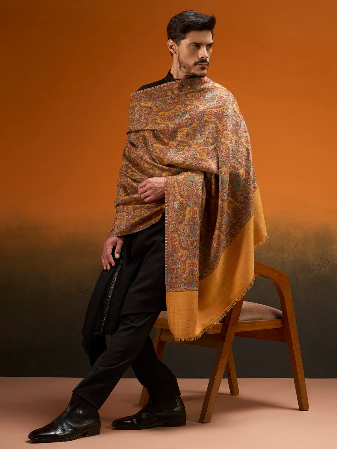 Men Gulnaar Royale Reversible Kaani Zari Shawl