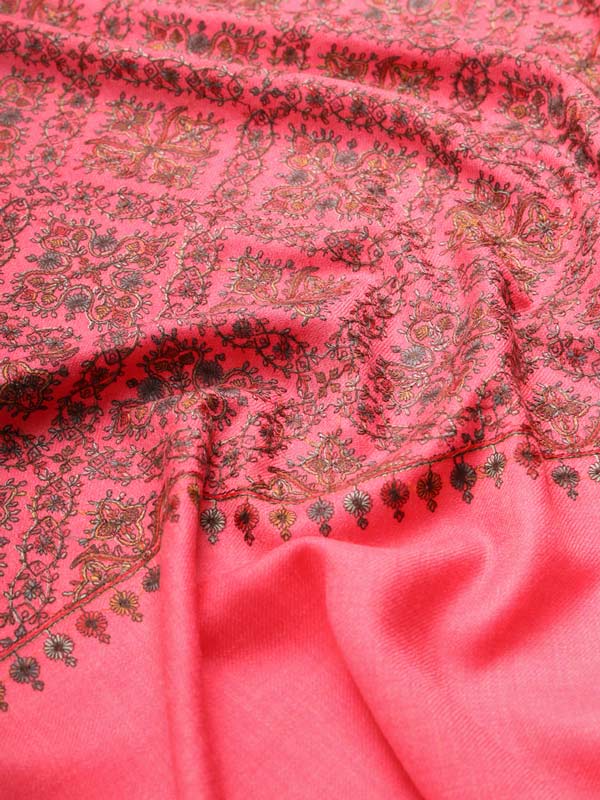 Women Surmai Pure Wool Embroidered Shawl (Size 101X203 CM)