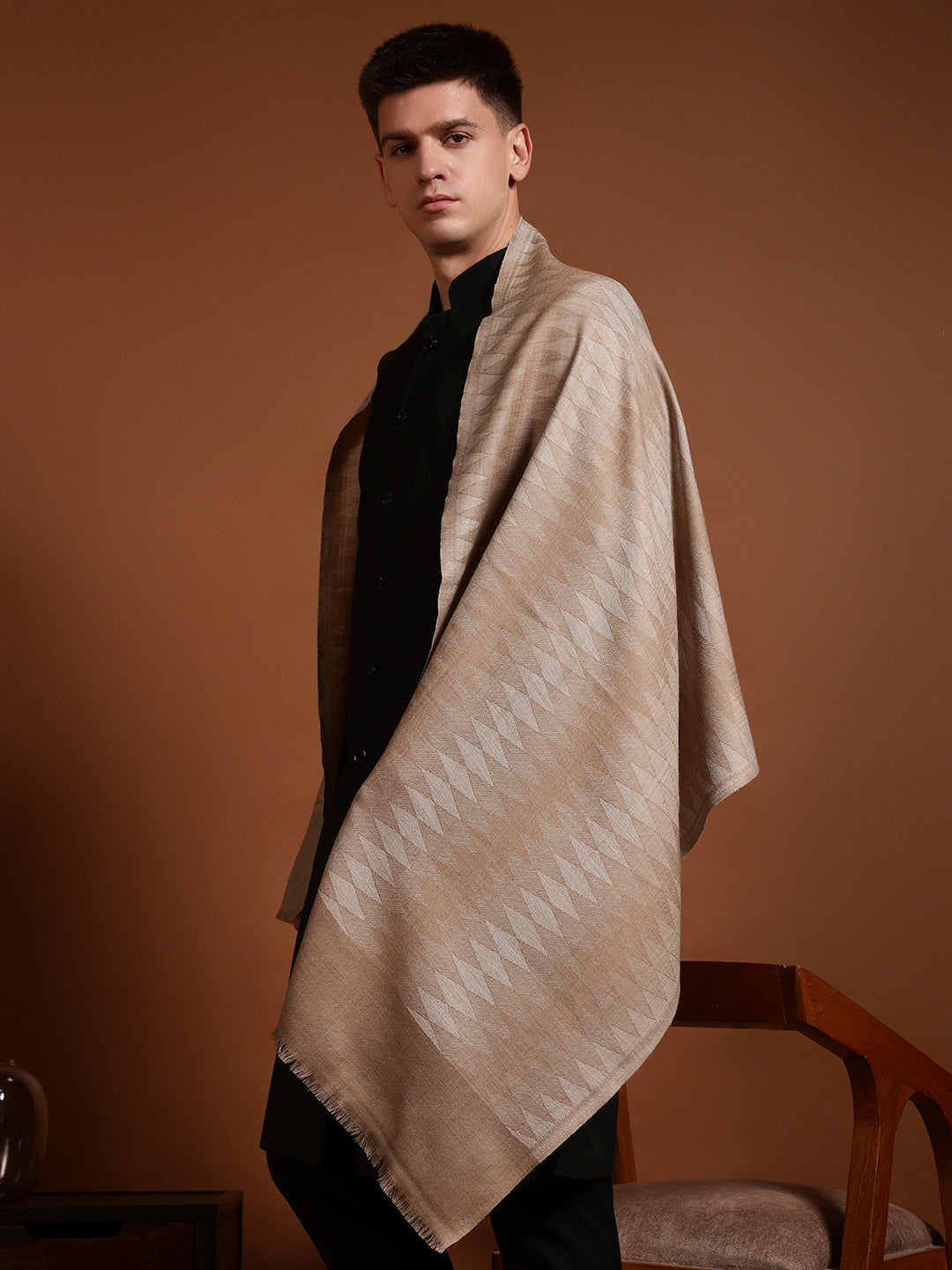 Men Ananta Ikat 100% Pure Wool Checkered Stole