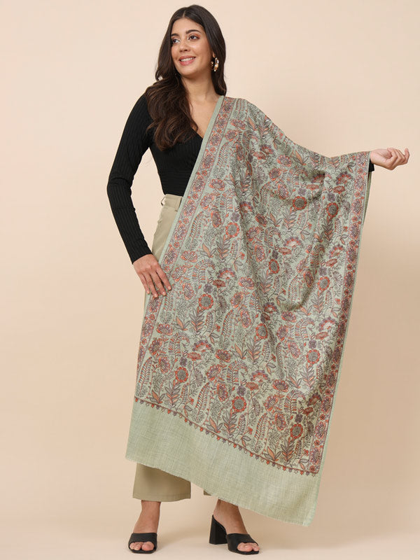 Women Khwaabida Pure Wool Embroidered Stole (Size 71X203 CM)