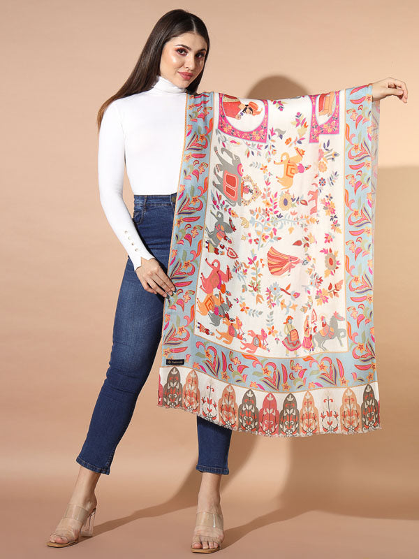 Women's Nazeer Multicoloured Printed Stole (Size : 71X203 CM)